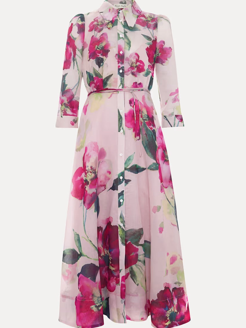 Peony Print Shirt Dress