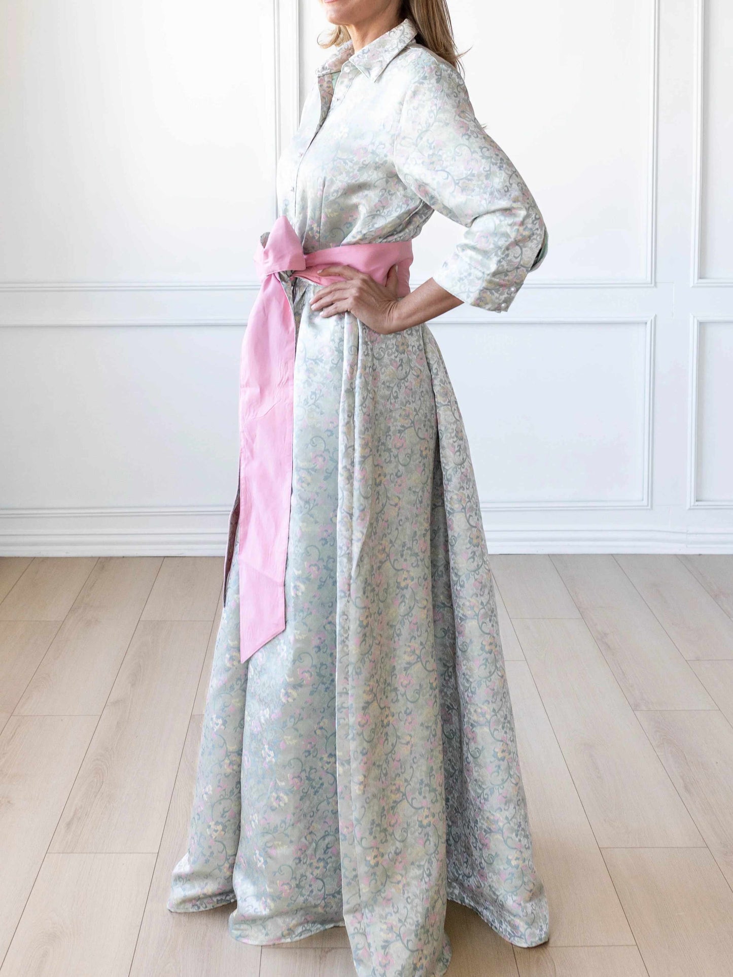 Mint Floral Print Elegant Dress