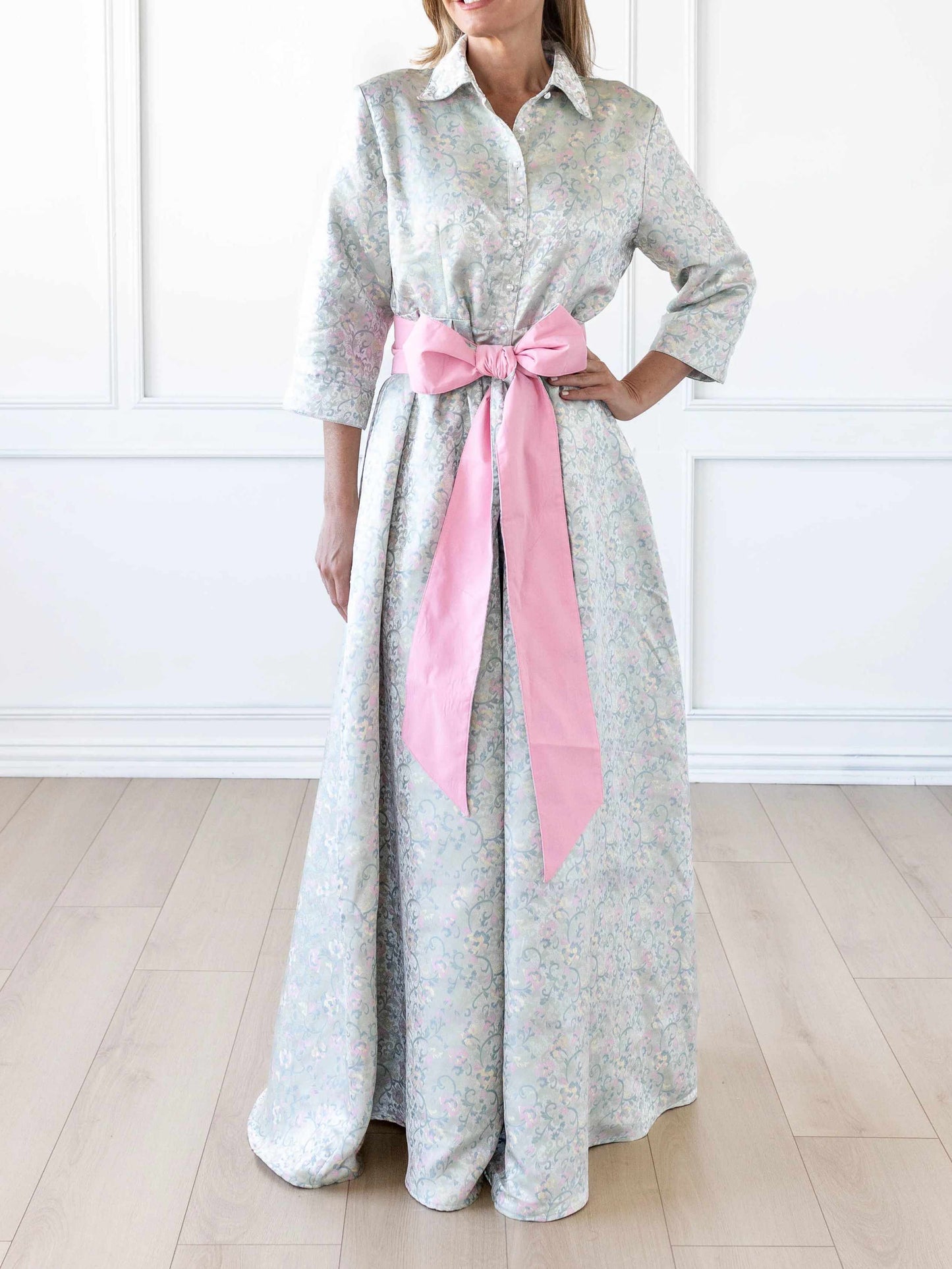 Mint Floral Print Elegant Dress