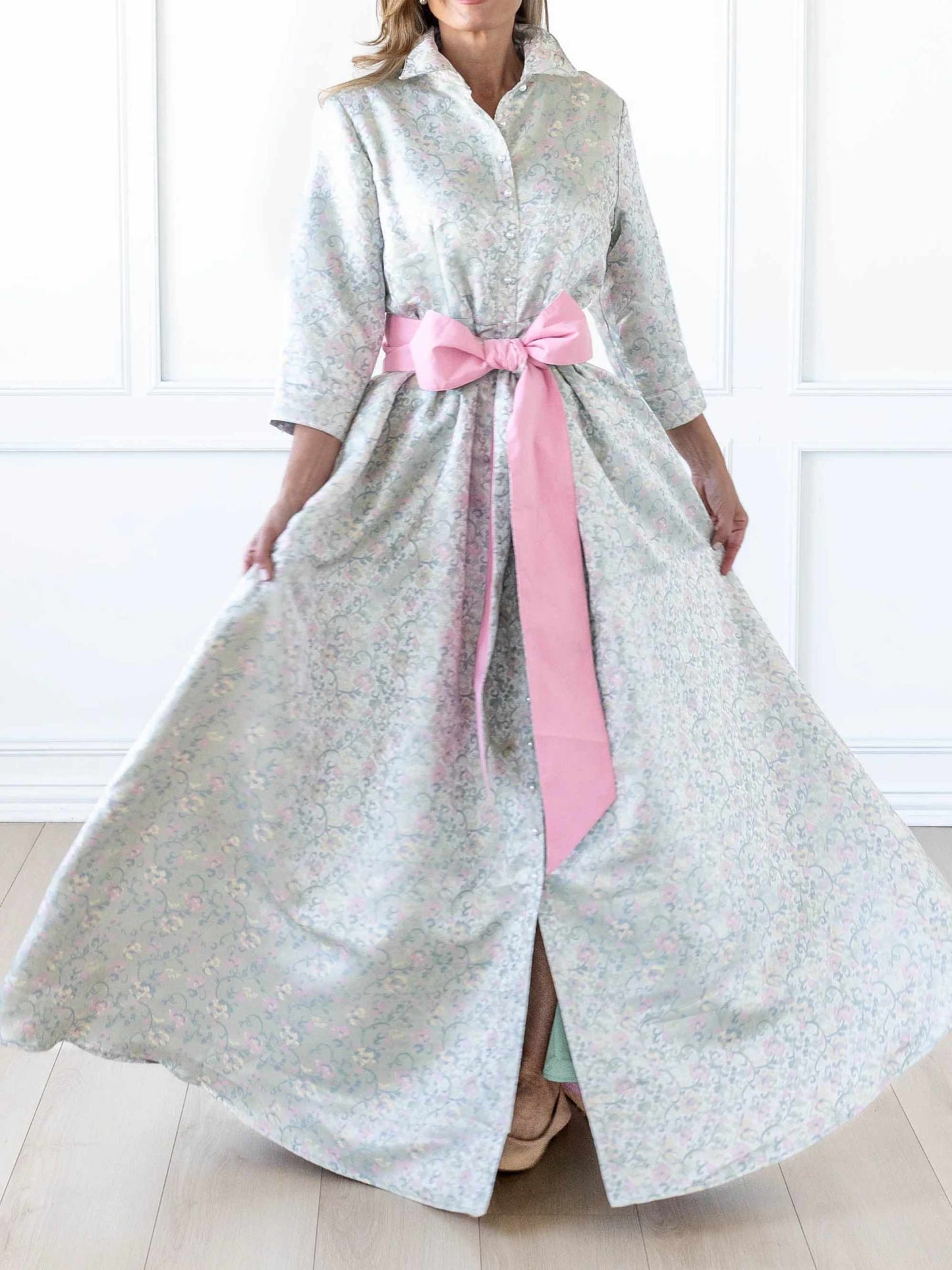 Mint Floral Print Elegant Dress