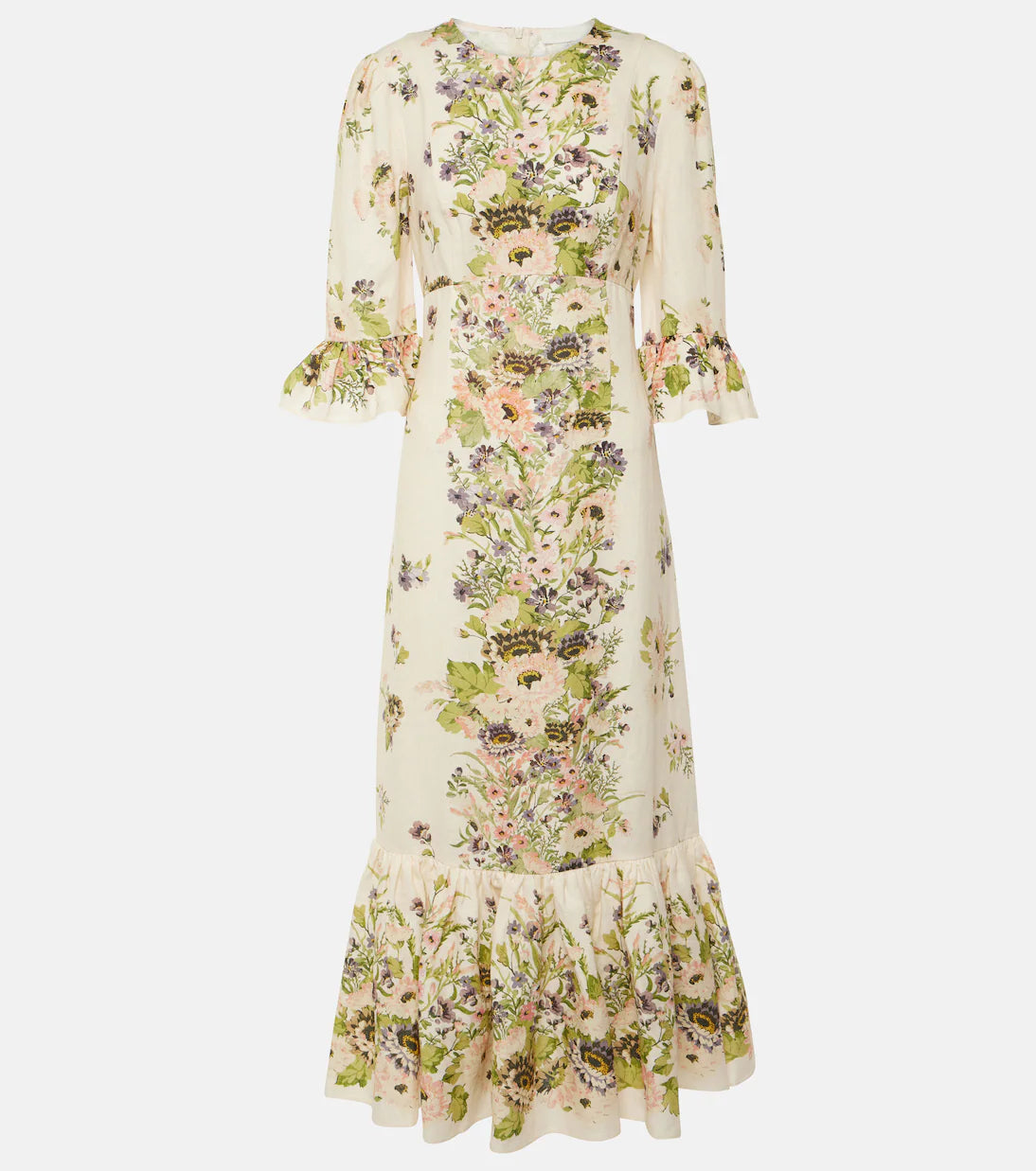 Floral Ruffled Linen Maxi Dress