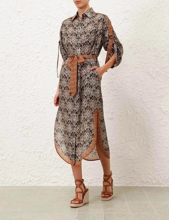 Belted Printed Shirt Dress