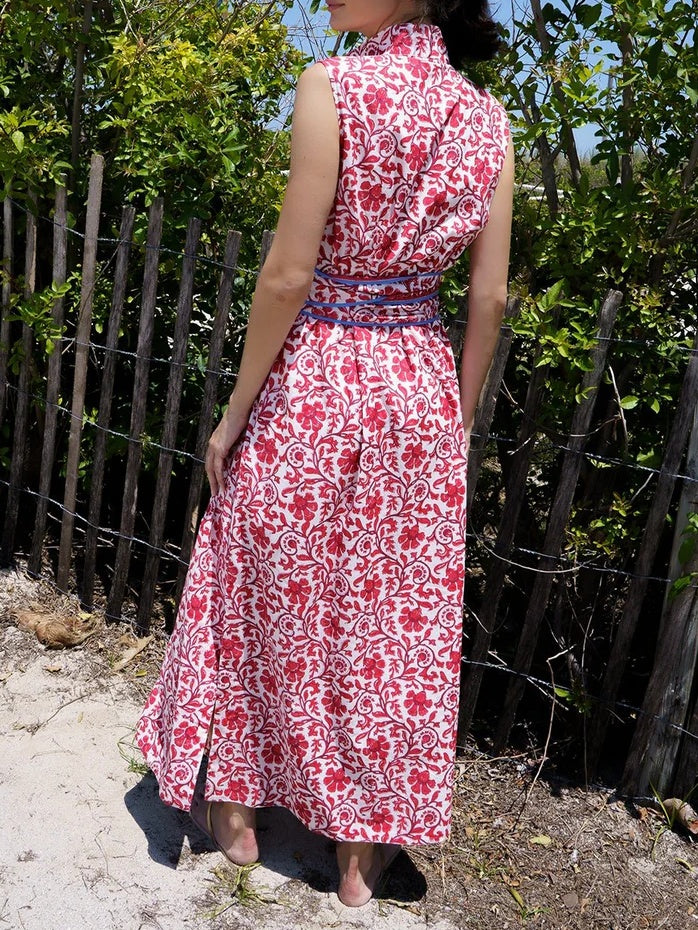 Sleeveless Printed Belted Dress