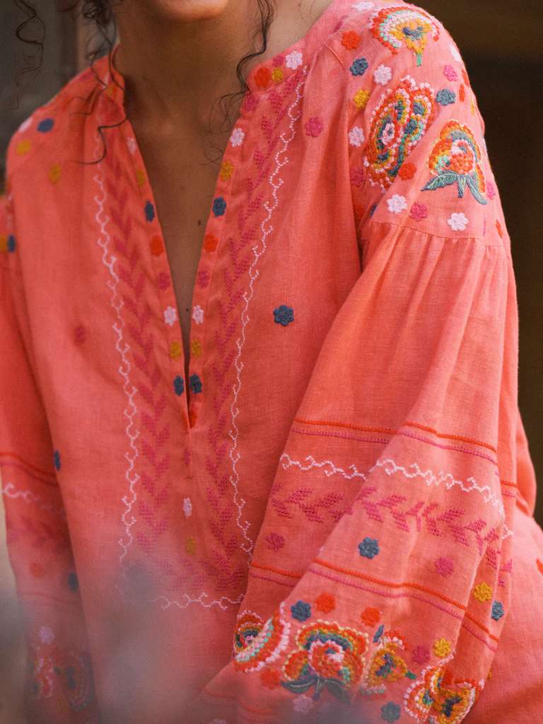 Linen Embroidered Dress