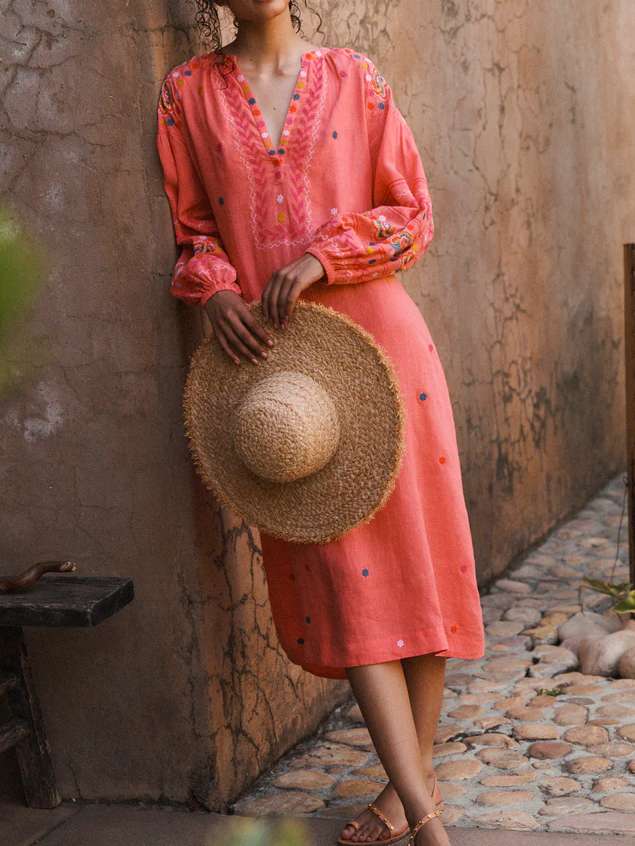 Linen Embroidered Dress