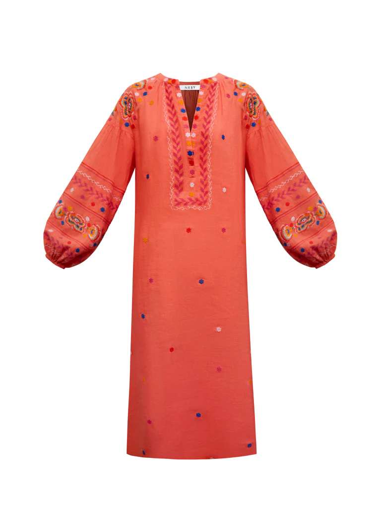 Linen Embroidered Dress