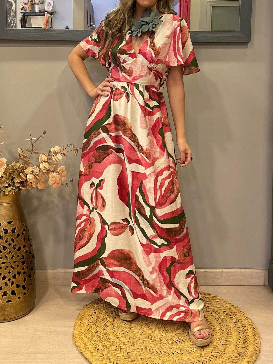Printed Elastic Waist Dress