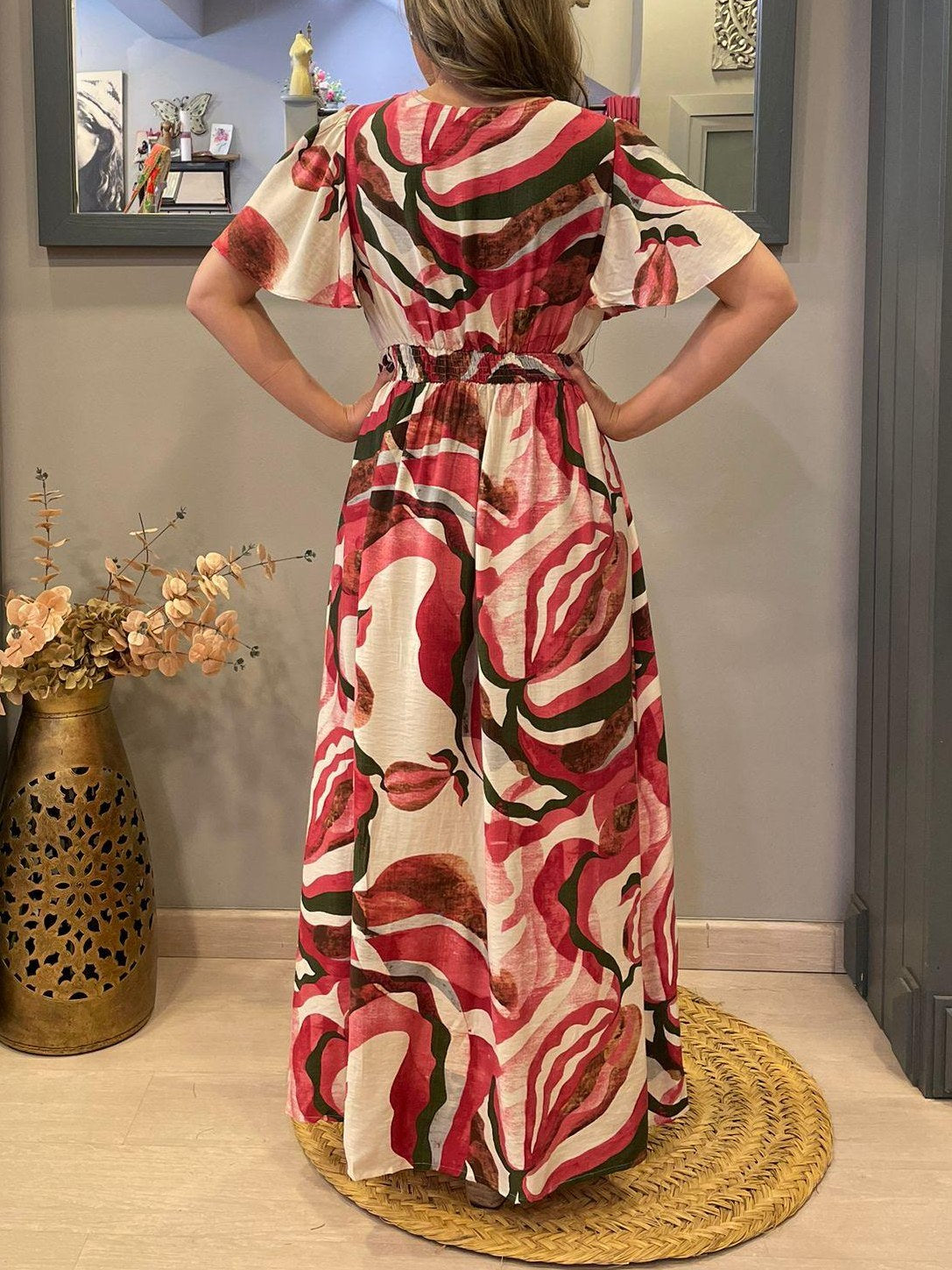 Printed Elastic Waist Dress