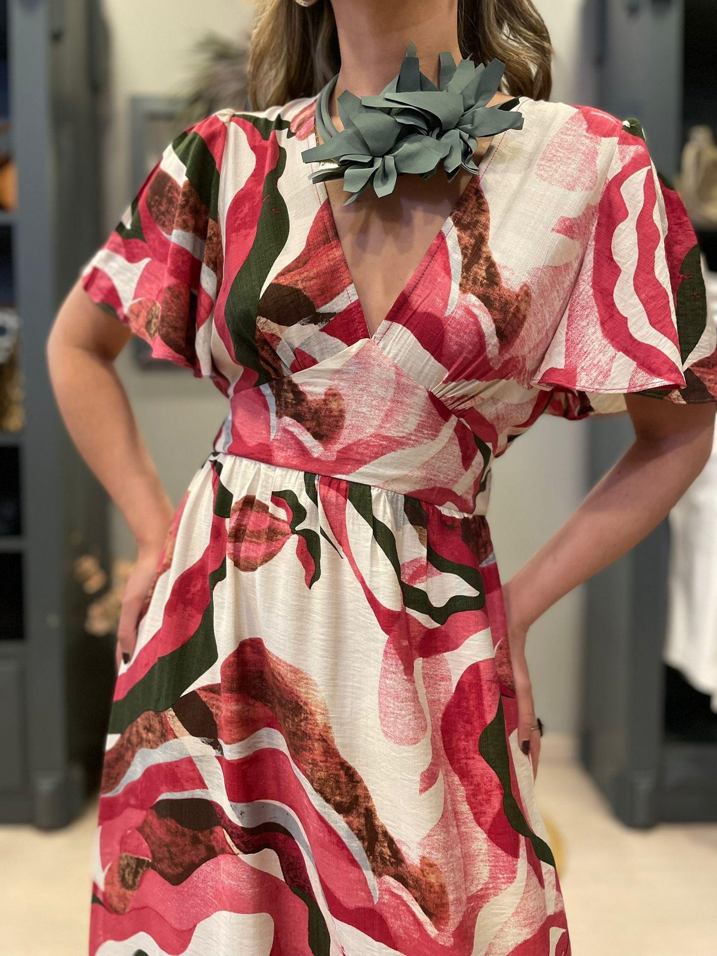 Printed Elastic Waist Dress