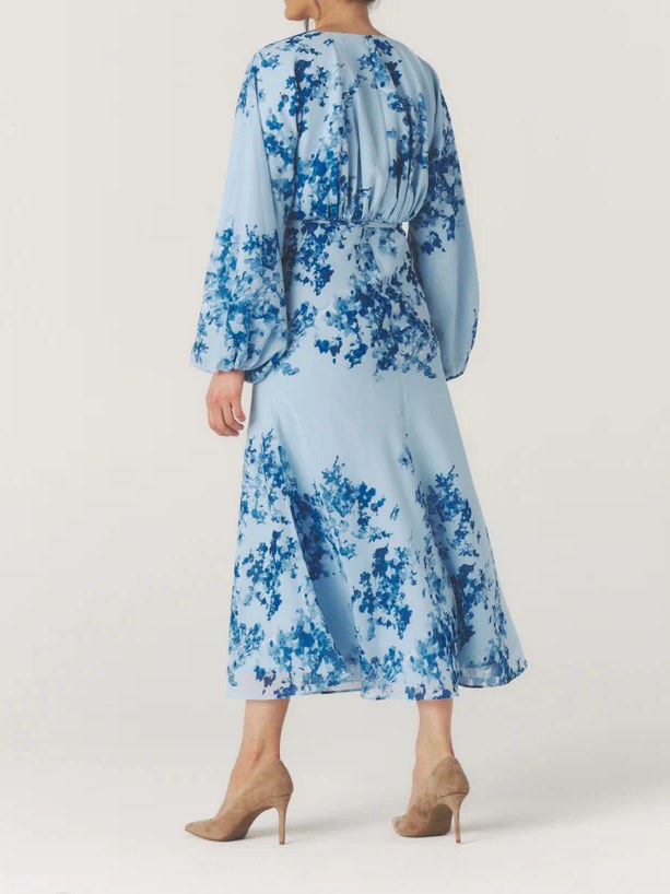 Floral Balloon Sleeve Maxi Dress