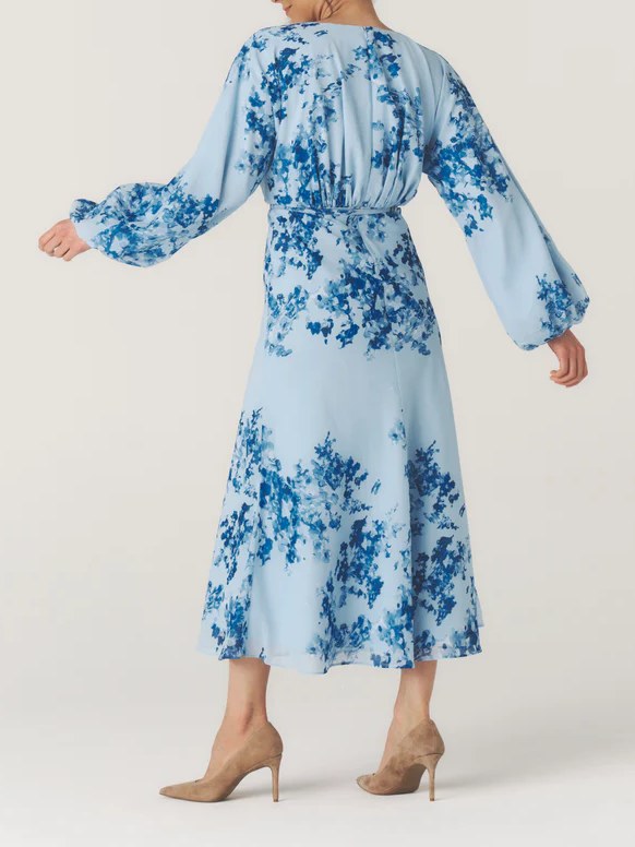 Floral Balloon Sleeve Maxi Dress