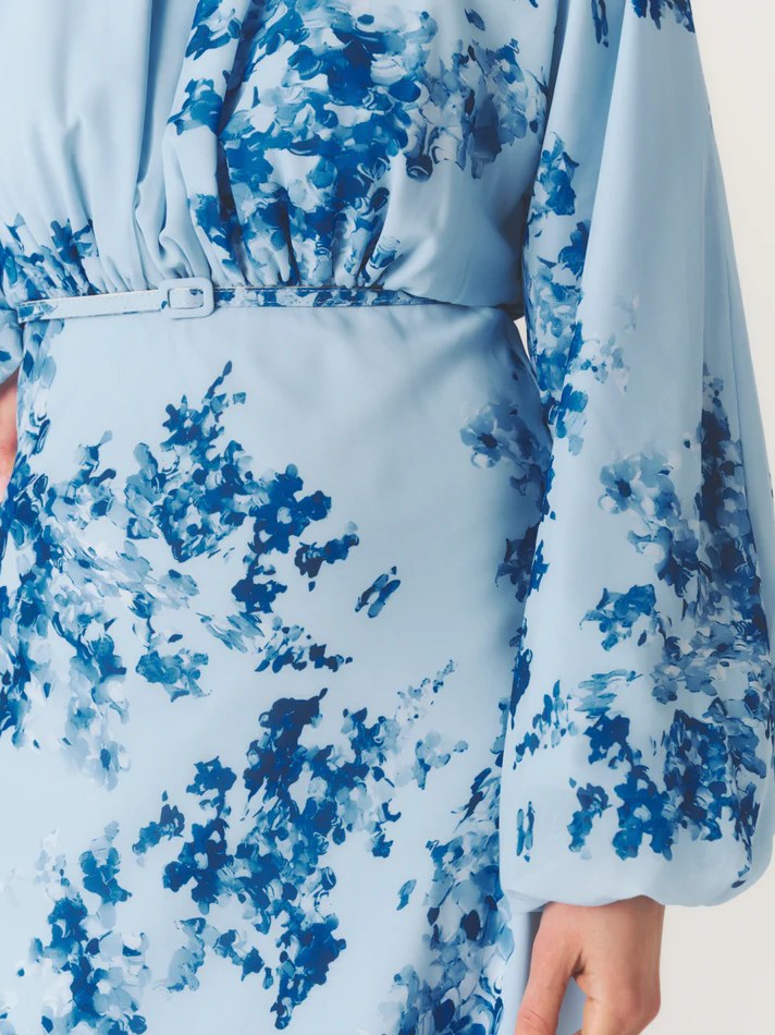 Floral Balloon Sleeve Maxi Dress