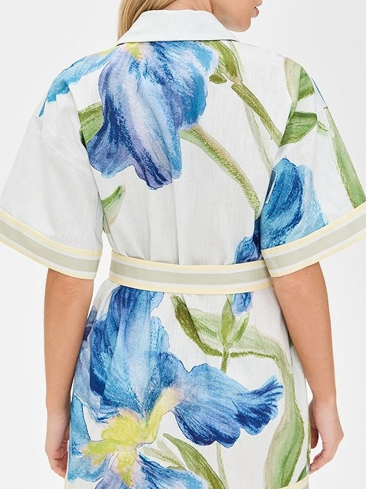 V-neck Printed Belted Dress
