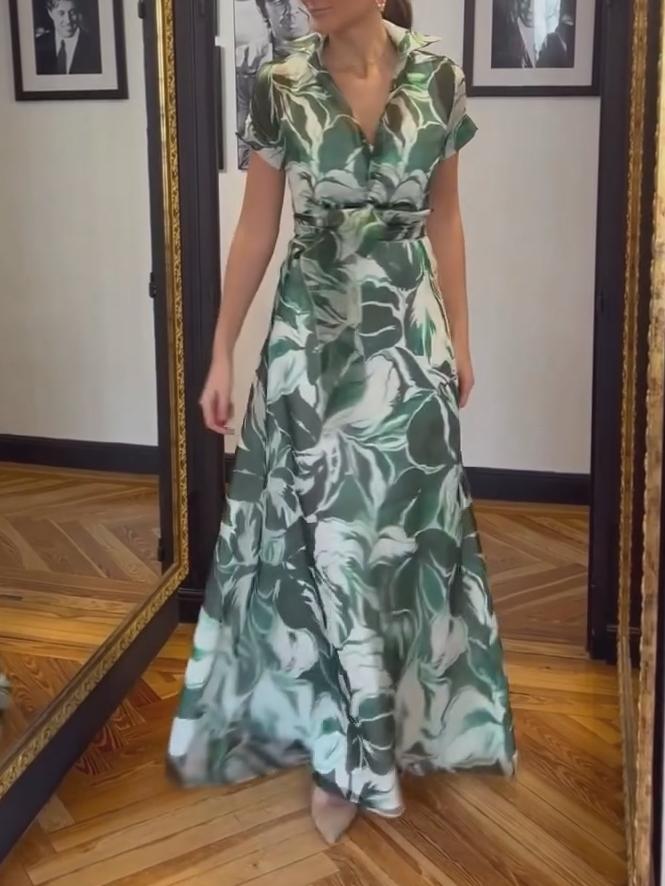 Elegant Printed Belted Dress