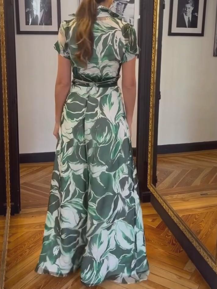 Elegant Printed Belted Dress