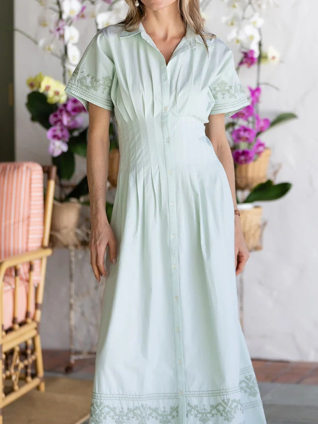 Pleated Tunic Shirt Dress