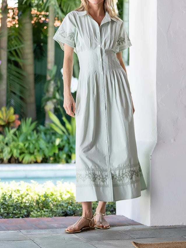 Pleated Tunic Shirt Dress