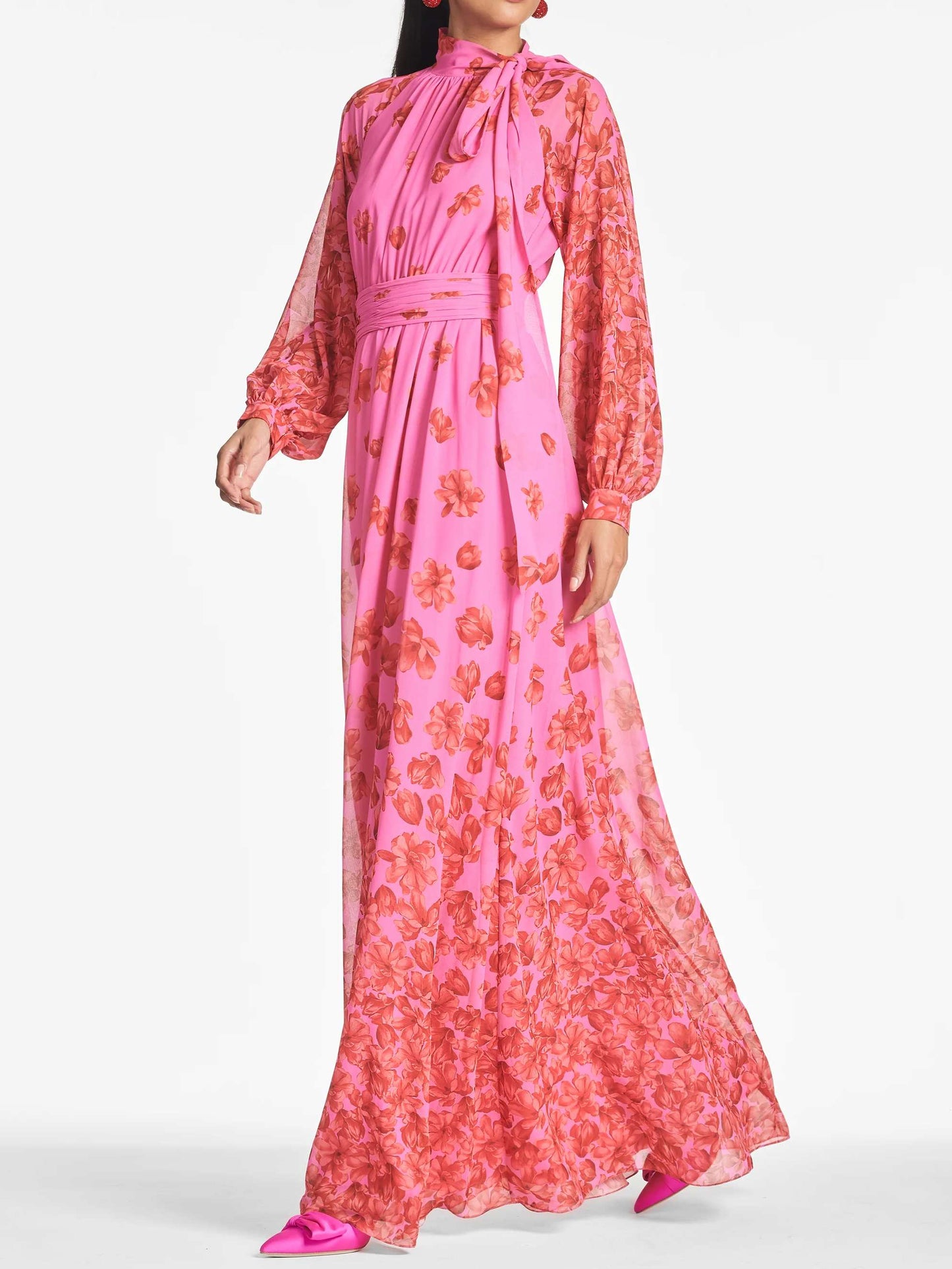 Printed Chiffon Elegant Maxi Dress