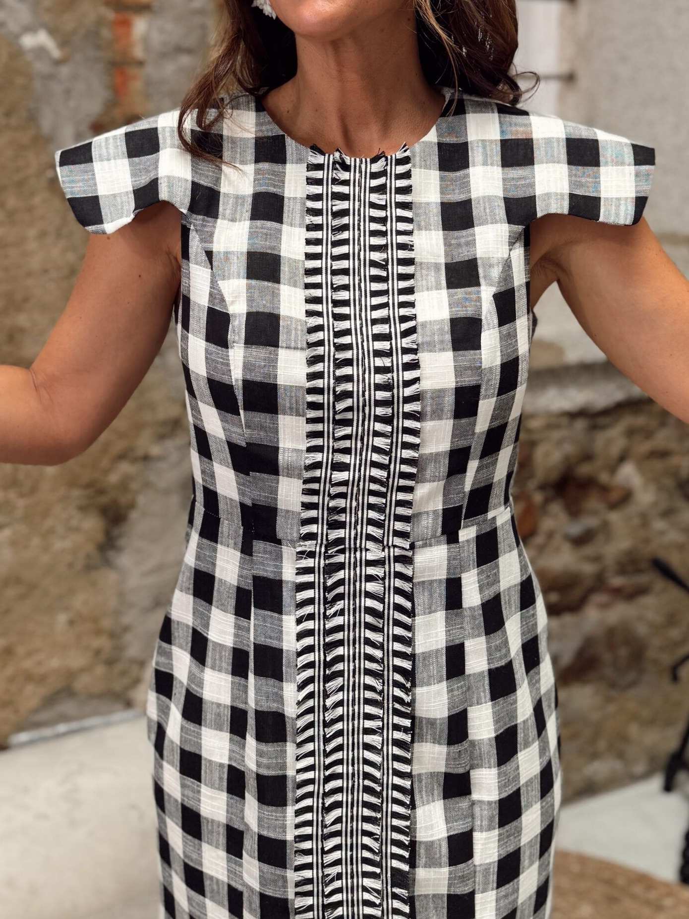 Check Printed Elegant Long Dress