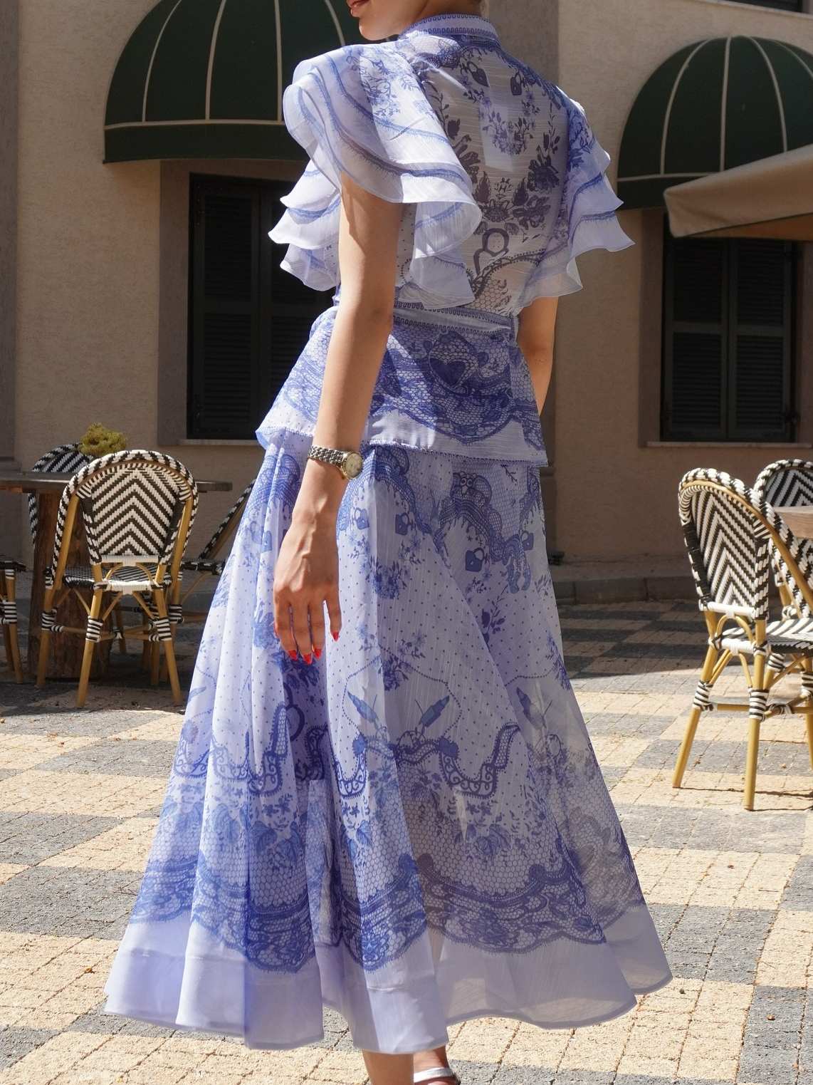 Elegant Printed Two-Piece Dress