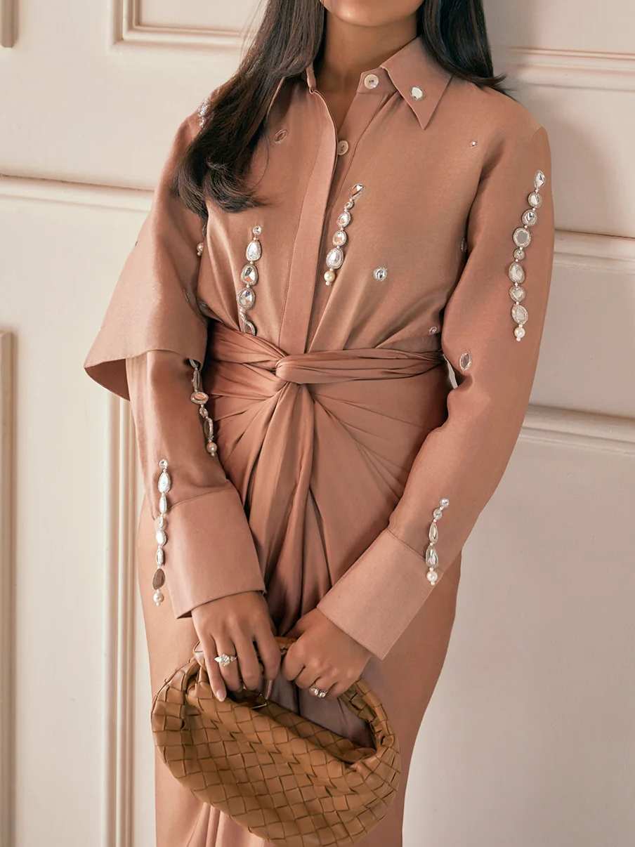 Elegant Luxury Shirt Two Piece Dress