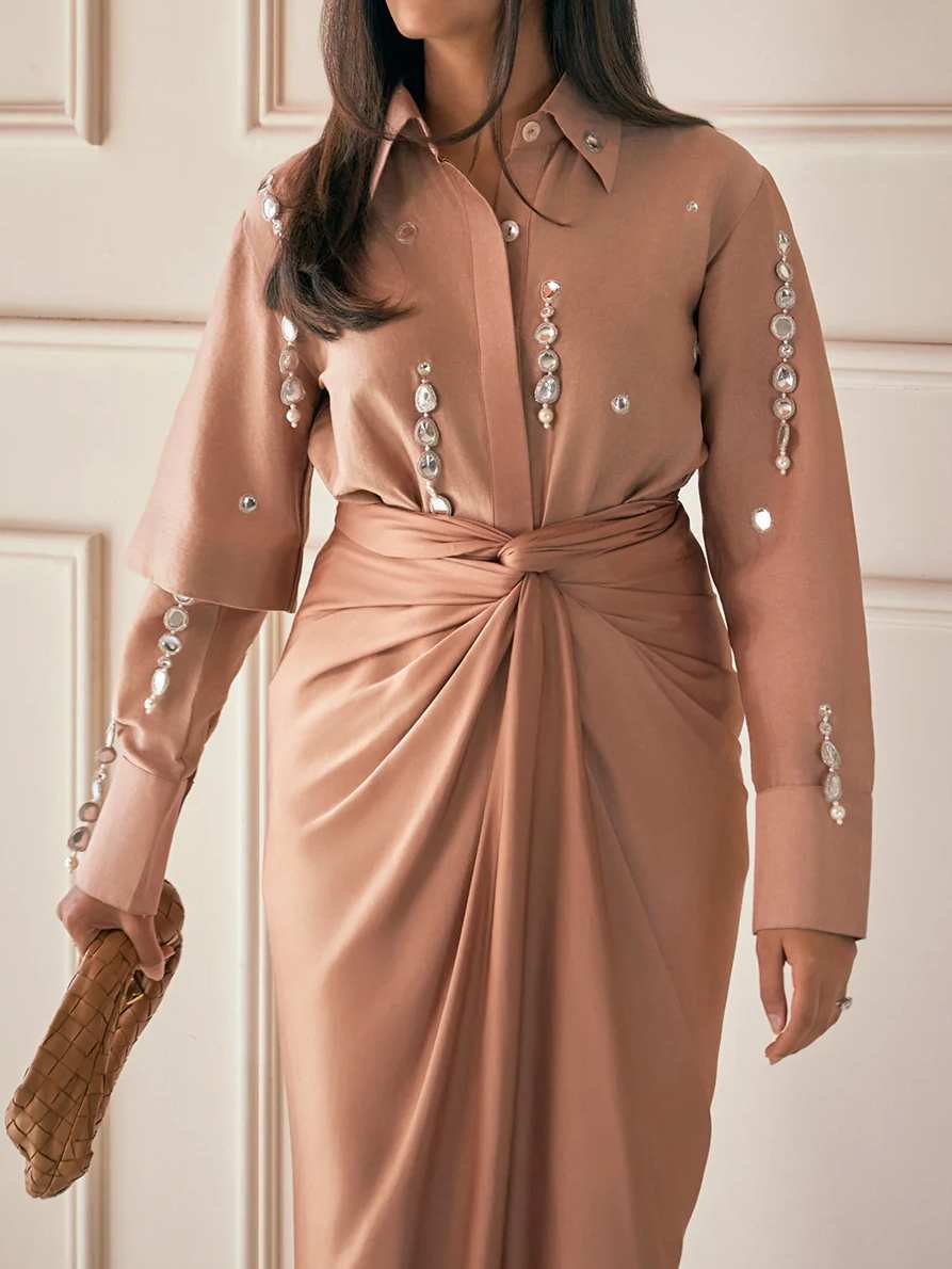 Elegant Luxury Shirt Two Piece Dress