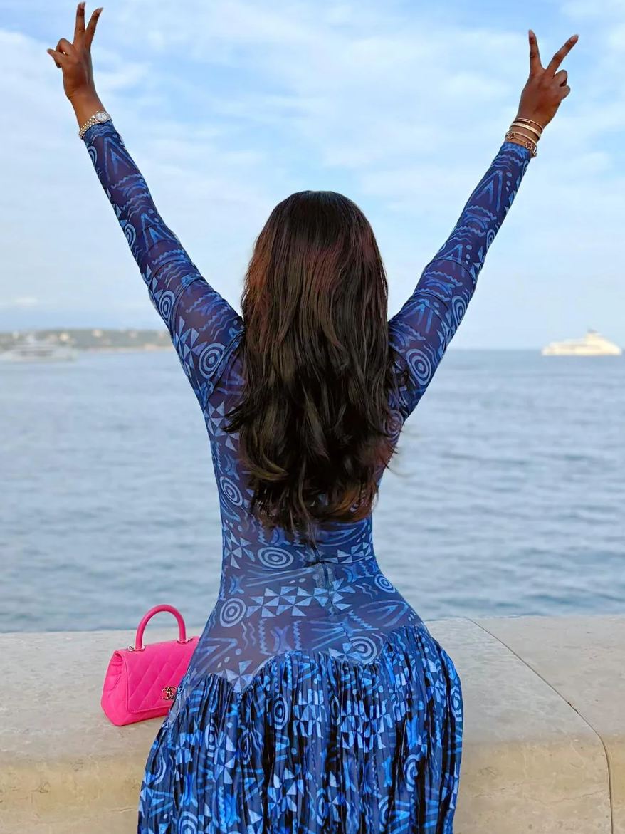 Sheer Blue Mesh Maxi Dress