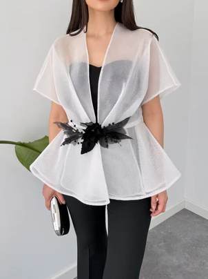 Sheer Jacket Set ( Free Floral Accessories)