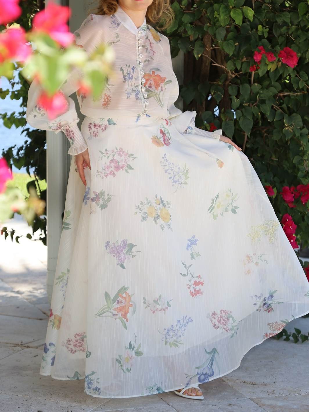 Elegant Printed Two-Piece Dress