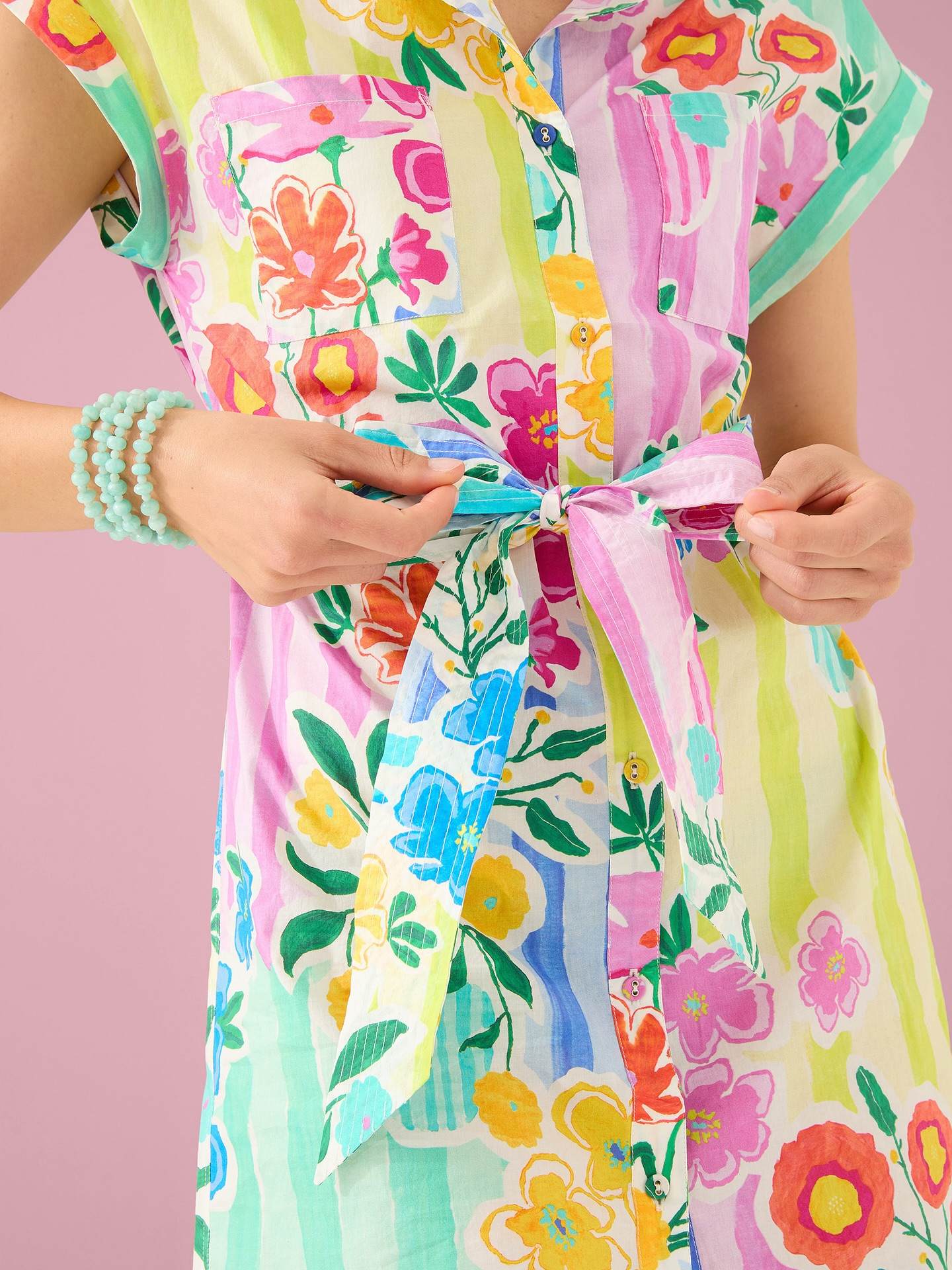 Printed Belted Mini Dress