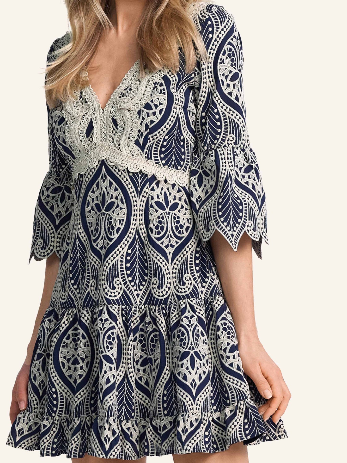 Floral Embroidery Elegant Dress