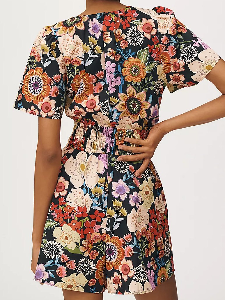 Printed Elastic Waist Jumpsuit