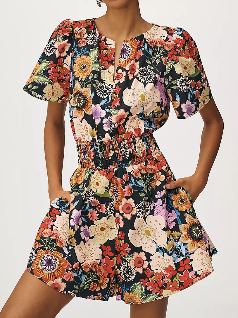Printed Elastic Waist Jumpsuit