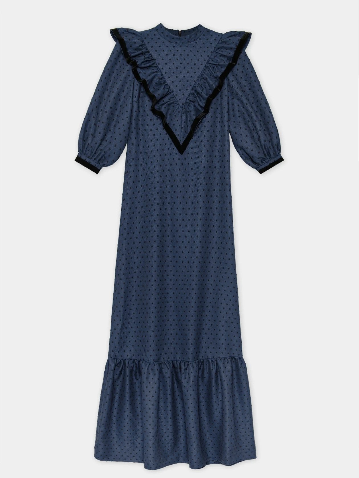 Three-quarter Sleeve Ruffled Print Dress