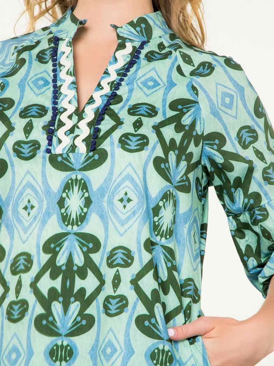 Short Sleeve Print Pattern Dress