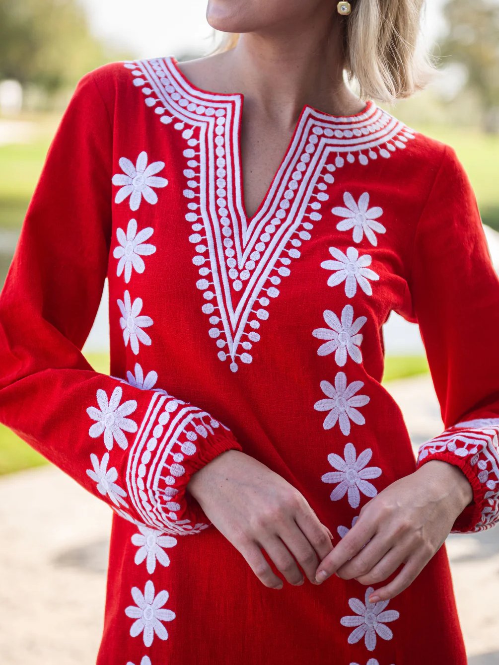 V-neck Embroidered Caftan