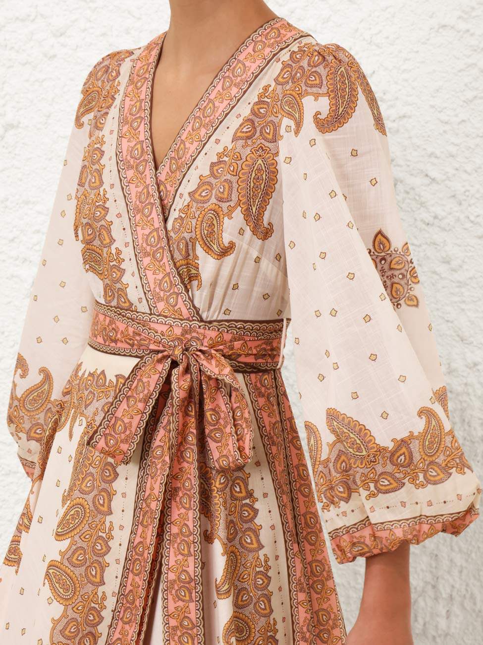 V-neck Printed Belted Dress