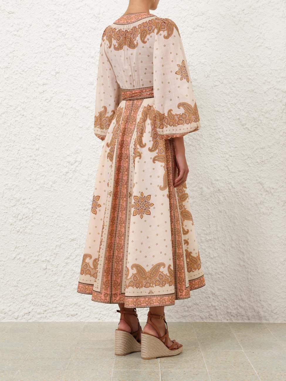 V-neck Printed Belted Dress