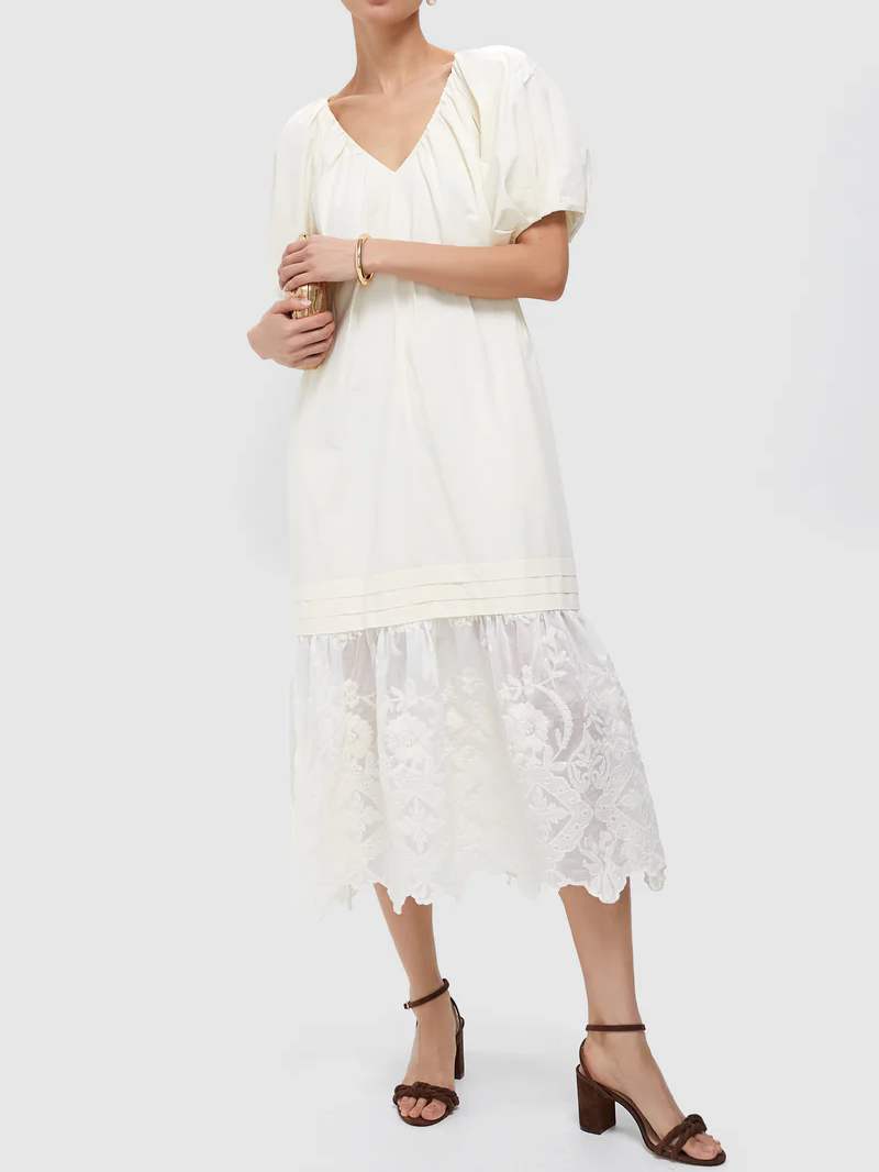 Cream Cotton Lace Juniper Dress