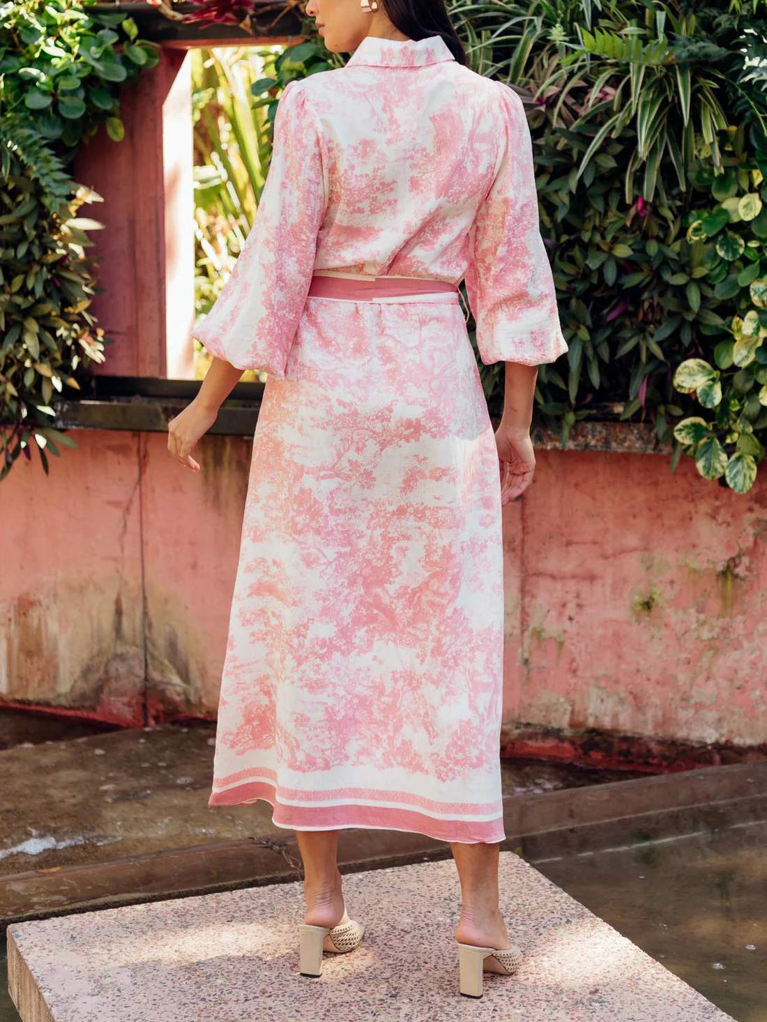 Pink Belted Shirt Dress