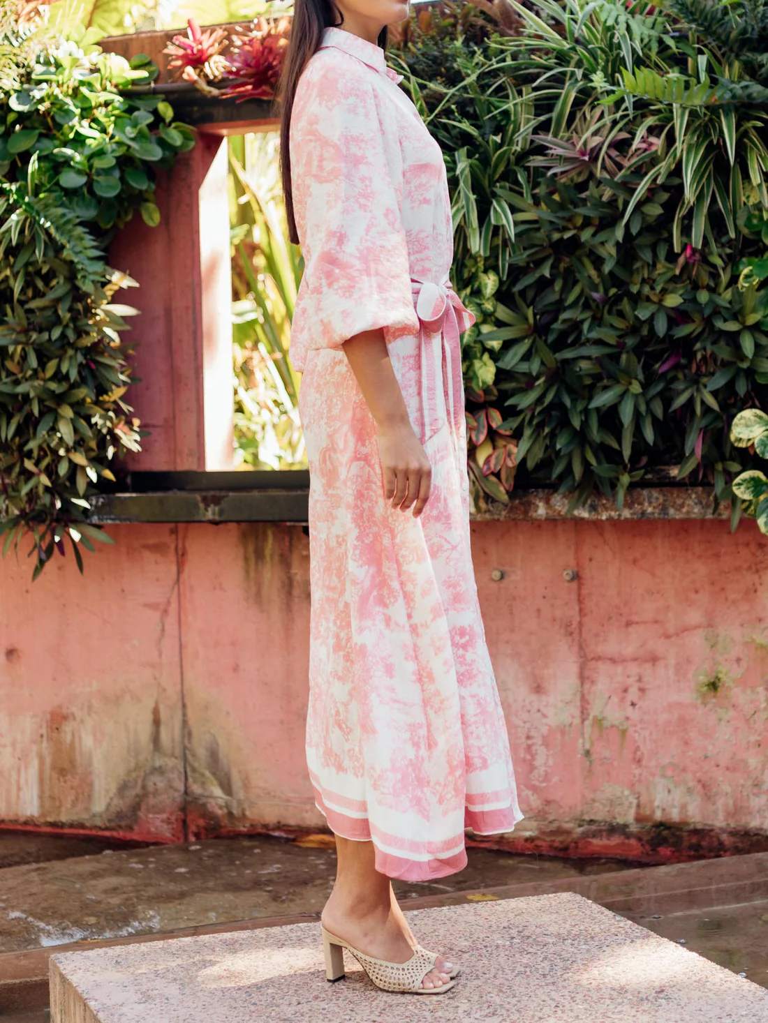 Pink Belted Shirt Dress