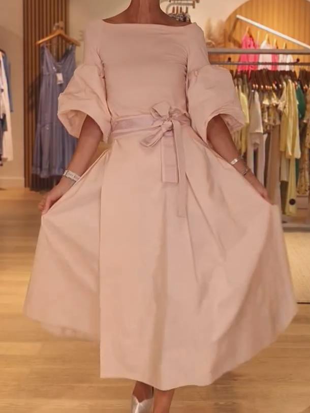 Pink Elegant Belted Dress