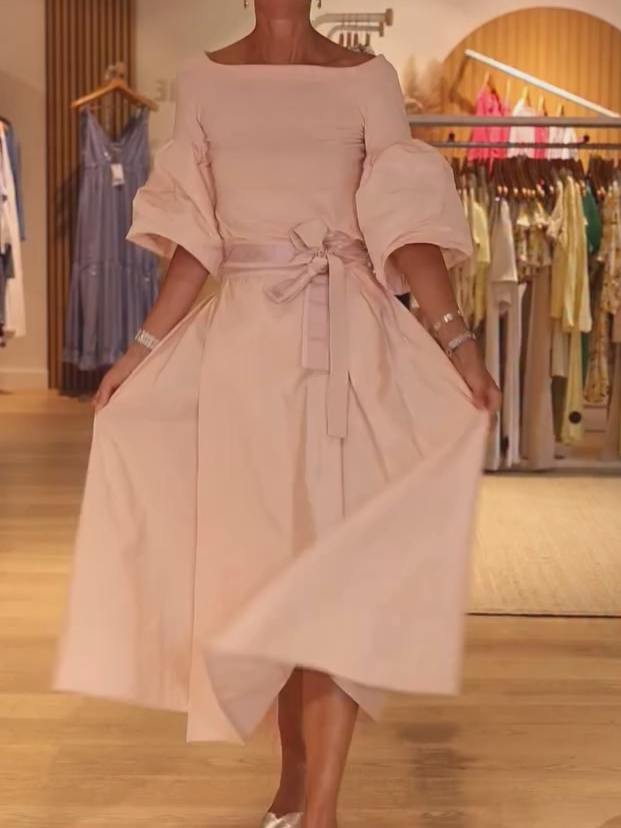 Pink Elegant Belted Dress