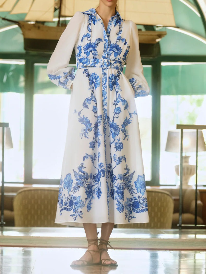 Chiffon Print Belted Dress