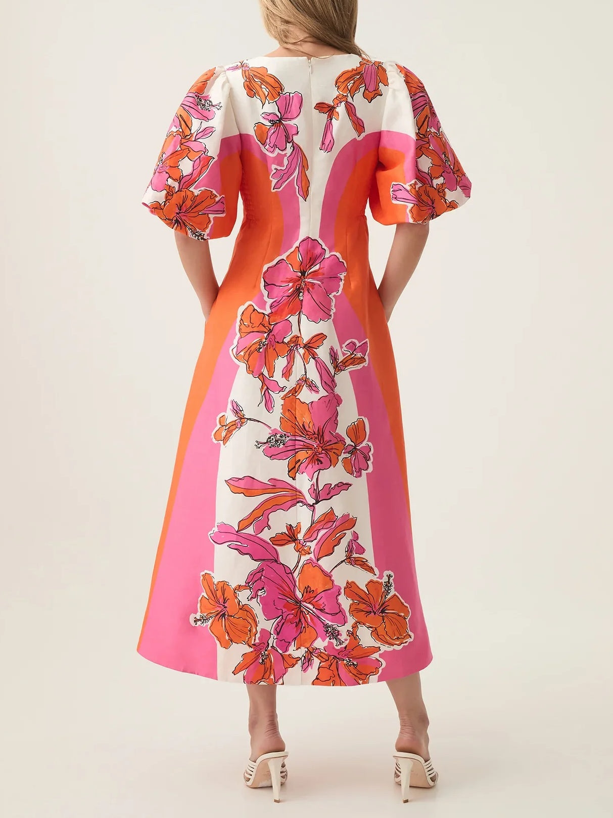 Overflow Knotted Midi Dress Hibiscus