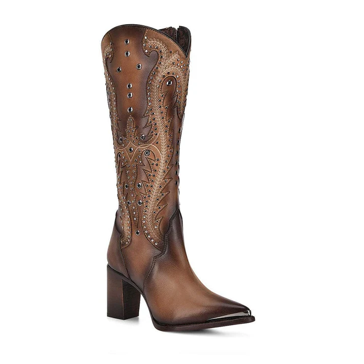 Women's Satro Sand Overlay & Embroidery & Studs Pointed Toe
