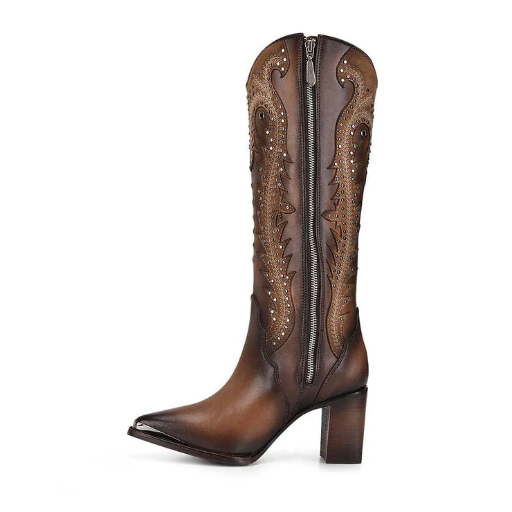 Women's Satro Sand Overlay & Embroidery & Studs Pointed Toe