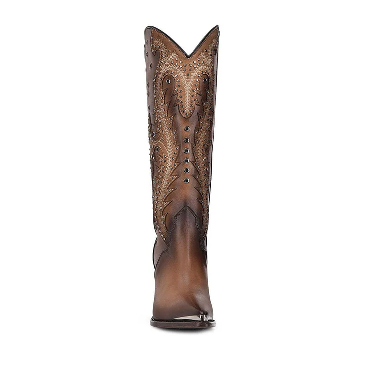 Women's Satro Sand Overlay & Embroidery & Studs Pointed Toe