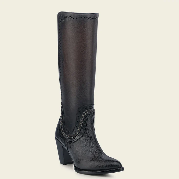 Chocolate Round Toe Tall Cowgirl Boots