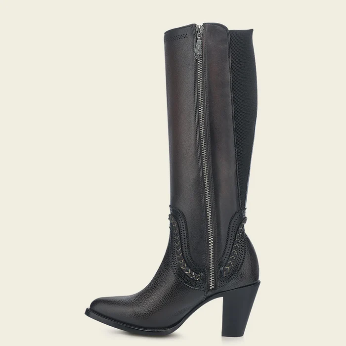 Chocolate Round Toe Tall Cowgirl Boots